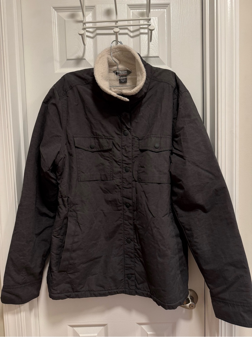 Outdoor Research women’s Wilson Shirt Jacket with Cream Sherpa Collar